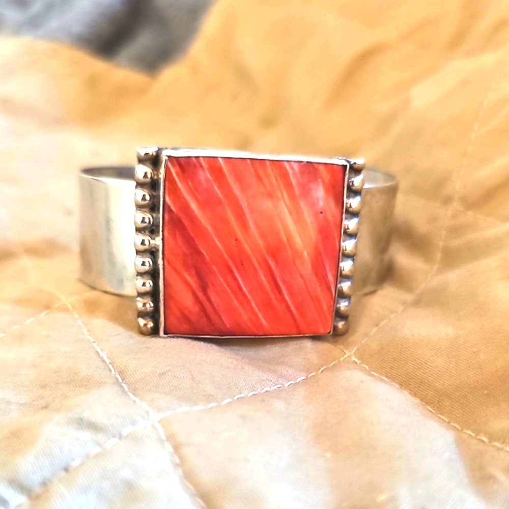 Sterling Silver Spiney Coral Cuff Bracelet